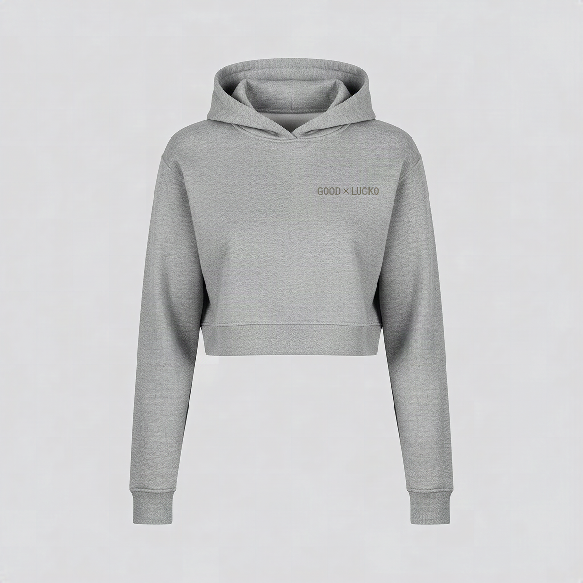 Hoodie court gris phoque, vue de face